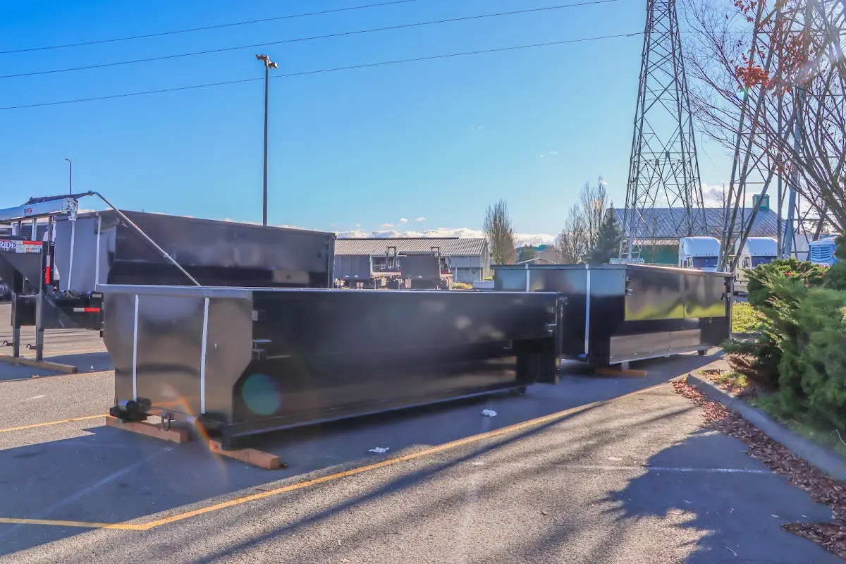 Roll-off dumpster ready for waste disposal at job site for 3 Yard Dumpster Rental in Fairfield